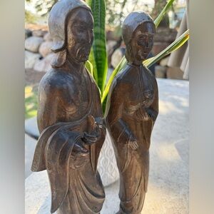 Asian Peaceful Meditation Spiritual Buddha Diety Wooden Art Sculptures 15” Tall